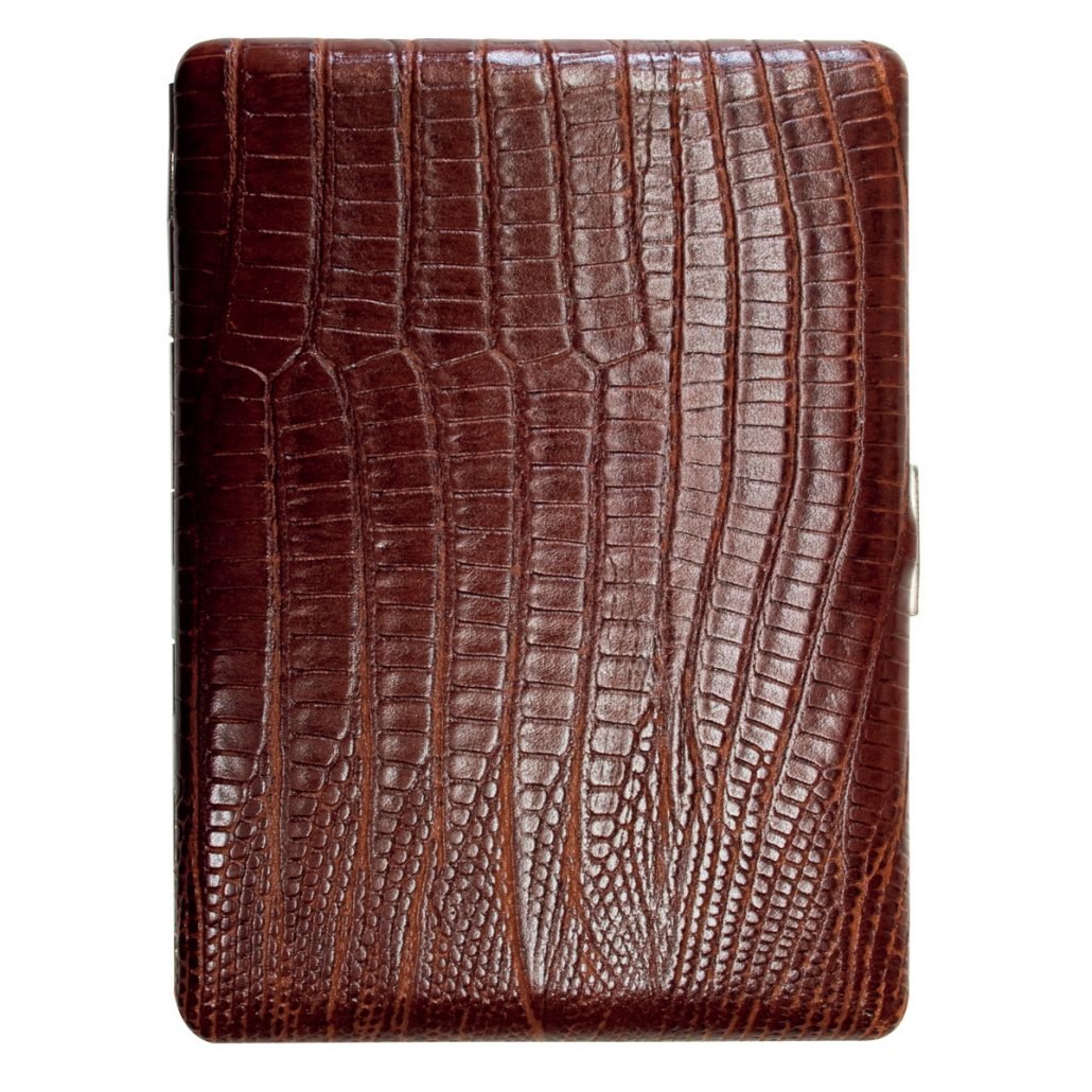 Tsubota Pearl Cosmos Lizard Cigarette Case – Brown - Image 2