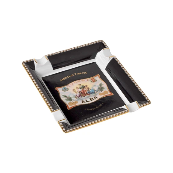 Elie Bleu Large Porcelain Flor De Alba Ashtray (4 Cigars) – Black