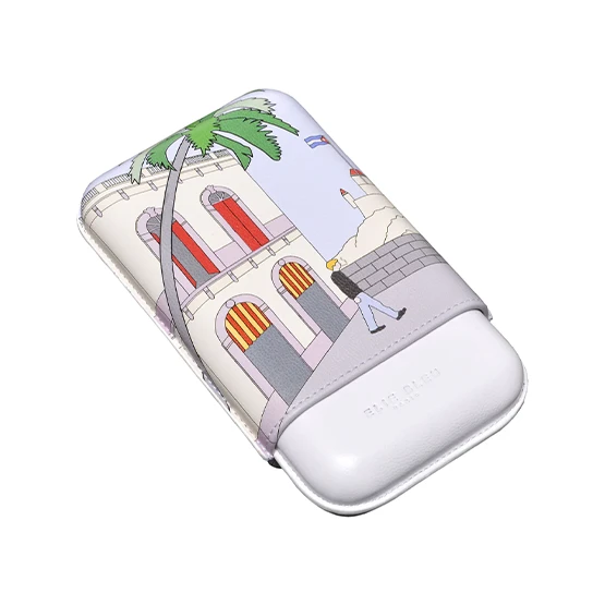 Elie Bleu Leather Cigar Case Casa Cubana No.2 – 3 Robusto