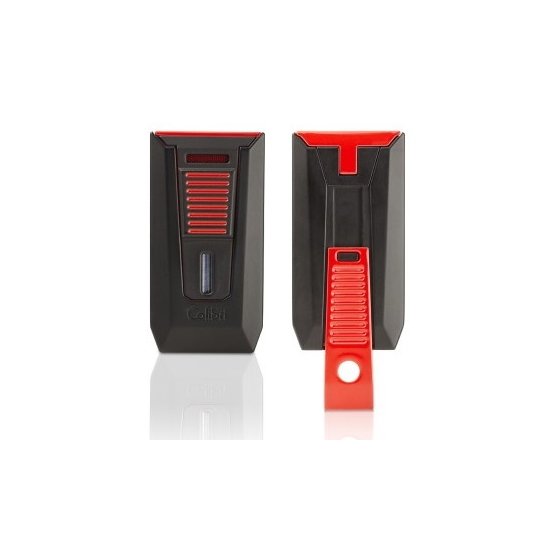 Colibri Slide Double Jet Flame Cigar Lighter – Black & Red