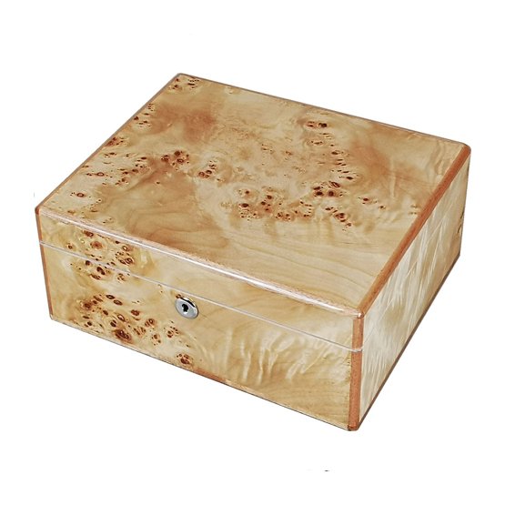 Hillwood Maple Burl Cigar Humidor (HP025H)- 25 Cigar Capacity - Image 2