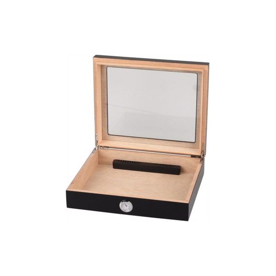 Matte Black Humidor with Glass Top for 20 cigars - Image 2
