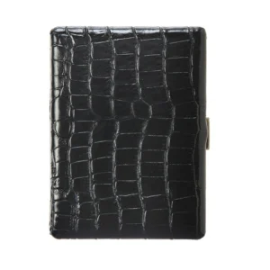 Tsubota Pearl Cosmos Croco Cigarette Case – Black