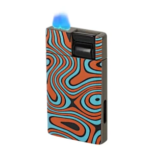 Vector Bishop Flat Flame Lighter – Orange Turquoise Wave