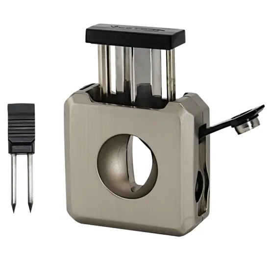 Vector VCUBE V-Cut and Punch Cigar Cutter – Nickle Satin Matte