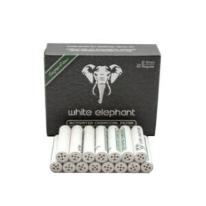White Elephant 40 Activated Charcoal Pipe Filters 9mm – Single Pack