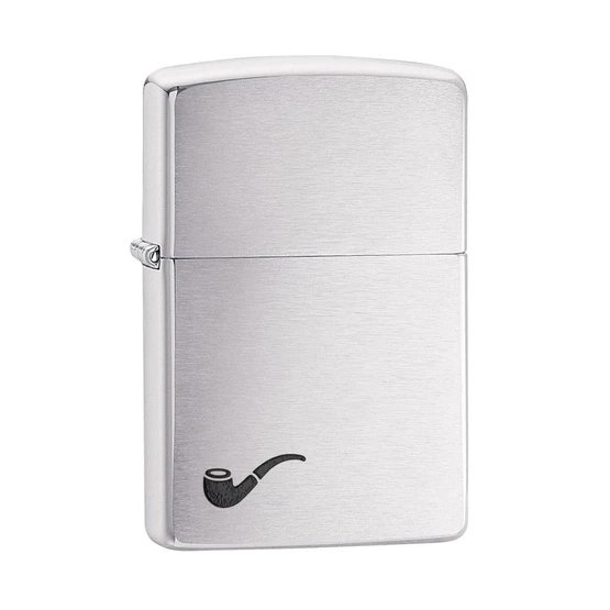 Zippo Brushed Chrome Finish Pipe Soft Flame Lighter