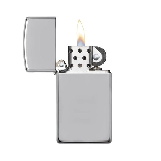 Zippo Slim High Polish Chrome Soft Flame Lighter 1610 - Image 2
